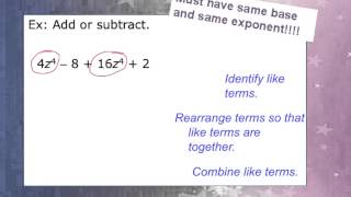 Add and subtract monomials [upl. by Anilok957]