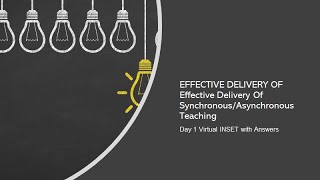 Day 1 Answers key  EFFECTIVE DELIVERY OF SynchronousAsynchronous Teaching [upl. by Bein]