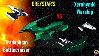 Greystars Tradophian Battlecruiser VS 3 Xerohymid Warships  Both Ways  Star Trek Starship Battles [upl. by Ardnaeed]