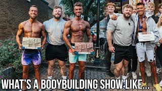 Whats a bodybuilding show like Interviewing 3 competitors on show day Show Day Vlog [upl. by Dow923]