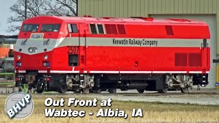 Out Front at Wabtec in Albia IA  Keewatin Railway P40 GE Tier 4 Demo Units amp More 122123 [upl. by Peppel722]