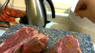 Raclette Cooking  TBone Steaks on the Granite cooktop [upl. by Longwood135]