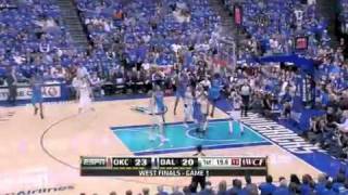 James Harden TwoHanded AlleyOop Dunk against the Mavs West Finals Game 1 May 17 2011 [upl. by Creath]