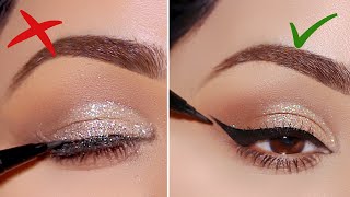 How to apply EYELINER over glitter makeup 2 ways [upl. by Akkire]