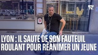 Un homme saute de son fauteuil roulant pour réanimer un jeune à Lyon [upl. by Ayanej]