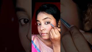 Easy kajal tutorial for beginnersBengali kajal look✨ trending kajal wingedeyeliner begginers [upl. by Blisse]