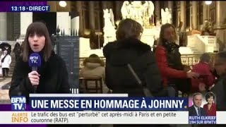 Une messe en hommage à Johnny à léglise de la Madeleine à Paris [upl. by Thenna412]