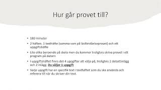 Inför nationella provet i Svenska 1 och Svenska som andraspråk 1  den skriftliga delenuppsatsen [upl. by Anitsirc]