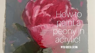 How to Paint a Pink Peony in Acrylic [upl. by Lacee]