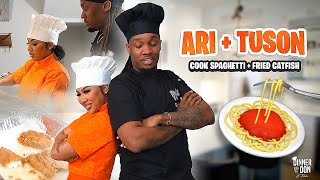 DinnerWithTheDon Ari  Tuson Cook Spaghetti amp Fried Catfish [upl. by Ailahs]