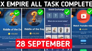 28 Sept X Empire Daily Investment Funds  X Empire Daily Combo Today  Riddle and Rebus of the day [upl. by Auroora735]