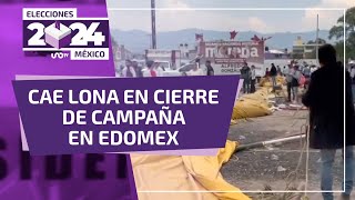 Se registra incidente en cierre de campaña de Morena cayó una lona y hay lesionados [upl. by Jala994]