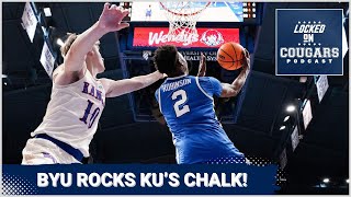 BYU Basketball Sees Thru The Phog amp Upsets The Kansas Jayhawks In Big 12 Play  BYU Cougars Podcast [upl. by Tesil]