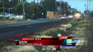 Truck carrying tomatoes overturns in Dixon [upl. by Nylarad776]