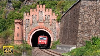 Rhine Valley  rail traffic  Historic rail tunnels jumping railroad crossings scenic towns 4K [upl. by Edouard59]