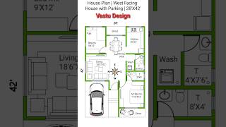 House Plan  West Facing House With Parking 2842 Vastu Design shorts housedesign [upl. by Edmanda]