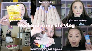 WEEKEND IN MY LIFE VLOG  pamper routine nail supplies declutter trying new makeup amp more [upl. by Gelya825]