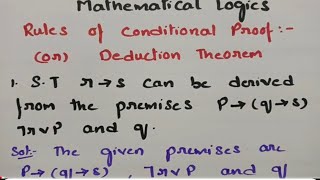 btechmathshub7050 Rules of Conditional Proof Mathematical Logics MFCS  Imp problems Solutions [upl. by Eelynnhoj]