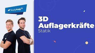 3D Auflagerkräfte berechnen  Räumliches System mit Pendelstab Technische Mechanik  StudyHelp [upl. by Adey]