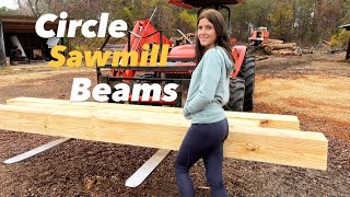 Circle Sawmill sawing Porch BEAMS 80 Year old SAWMILL [upl. by Dibri]