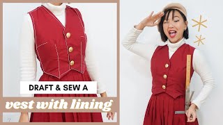 Sewing a vest with lining draft the vest pattern  how to sew  vintage style sewing  AW Capsule [upl. by Davena]