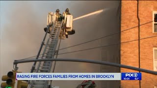 23 injured as firefighters battle 6alarm blaze in Brooklyn [upl. by Runck]