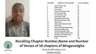 Recalling Chapter NumberName and Number of Verses of 18 chapters of Bhagavadgita [upl. by Disharoon]