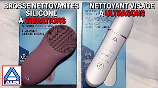 Nettoyant visage à ultrasons et la brosse a vibration nettoyantes silicone pour visage chez ALDI [upl. by Morez]