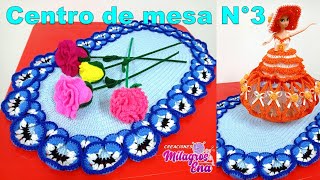 Centro de mesa N° 3 ovalado tejido a crochet con Flores PENSAMIENTO paso a paso  MILAGROS ENA [upl. by Bazar]