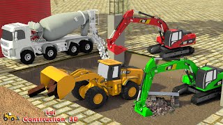 Build high rise buildings with vehicles Excavator Concrete truck  3D Construction Vehicles [upl. by Wilkison598]