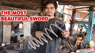 This Artist Blacksmith Turning This Coil Spring Into A Very Beautiful Sword [upl. by Elexa]