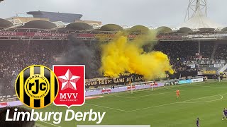 Limburg Derby  Roda Kerkrade vs MVV Maastricht  Choreo Pyro and last minute game winning Goal [upl. by Linkoski15]