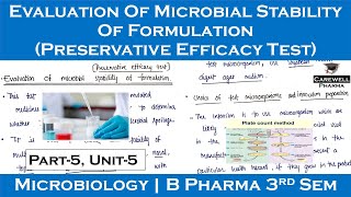 Evaluation of Microbial Stability of Formulation  Preservative Efficacy Test  U 5  P Microbiology [upl. by Eeraj440]