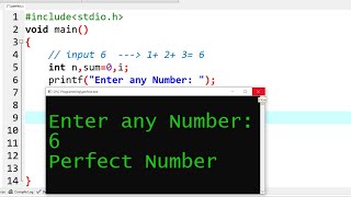 C Program to Check a Number is Perfect or Not  Learn Coding [upl. by Memberg]