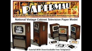 National Vintage Cabinet Television Paper Model  by Papermau  Free Download shorts [upl. by Pren]