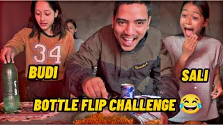 Bottle Flip challenge with sali and budi 😂 [upl. by Nylorak786]