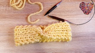 Stricken  Stirnband mit Twist für Anfänger  super einfache Anleitung  Stricken lernen [upl. by Rosemonde393]