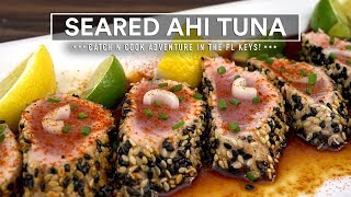 Seared AHI TUNA Recipe  Catch n Cook [upl. by Kenway]