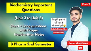 Biochemistry b pharm 2nd semester important questions। Short amp long Questions। Part2। Shahruddin। [upl. by Iderf619]