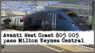 Avanti West Coast 805 005 passing Milton Keynes Central 280924 [upl. by Tsepmet]