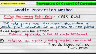 Anodic Protection in corrosion Passivation of metals Pilling Bedworth Rule in Corrosion [upl. by Ahsinna]