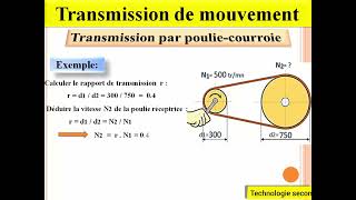 01 Transmission de mouvement  pouliecourroie [upl. by Ainalem35]