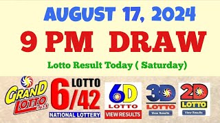 Lotto Result Today 9pm draw August 17 2024 655 642 6D Swertres Ez2 PCSO [upl. by Name]