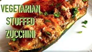 Stuffed Zucchini Boats 🥒🥒 Vegetarian w Mushrooms  Vegetarian Stuffed Zucchinis  Recipe  120 [upl. by Eletnahs]