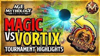 Age of Mythology Retold Magic vs Vortix  Tournament Highlights [upl. by Ahsimit553]