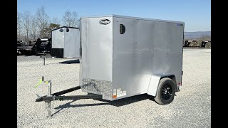 ITI Cargo 5x8 Single Axle Enclosed Cargo Trailer 2990 GVW Ramp Door Silver Exterior [upl. by Ennaitsirhc423]