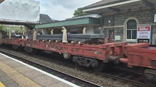 freight train going through Bridgend station class 66 [upl. by Nylidam]