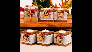 Personalized Christmas Gift Christmas Wooden Candle Holder Noel New Year Happy Holiday Gifts [upl. by Kinata]