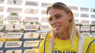 Julia Levchenko UKR after winning Gold in the High Jump [upl. by Hoskinson]