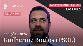 Guilherme Boulos PSOL participa de sabatina FolhaUOL com précandidatos de São Paulo [upl. by Anairol]